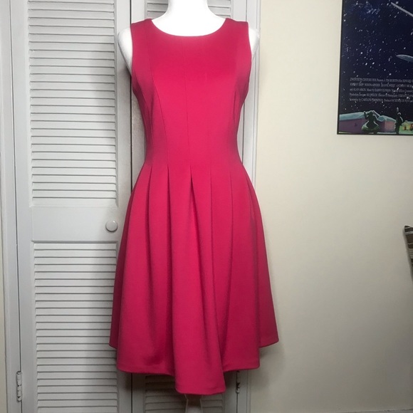 NWOT Calvin Klein Hot Pink Pleated Dress - Size 6 - Picture 3 of 6